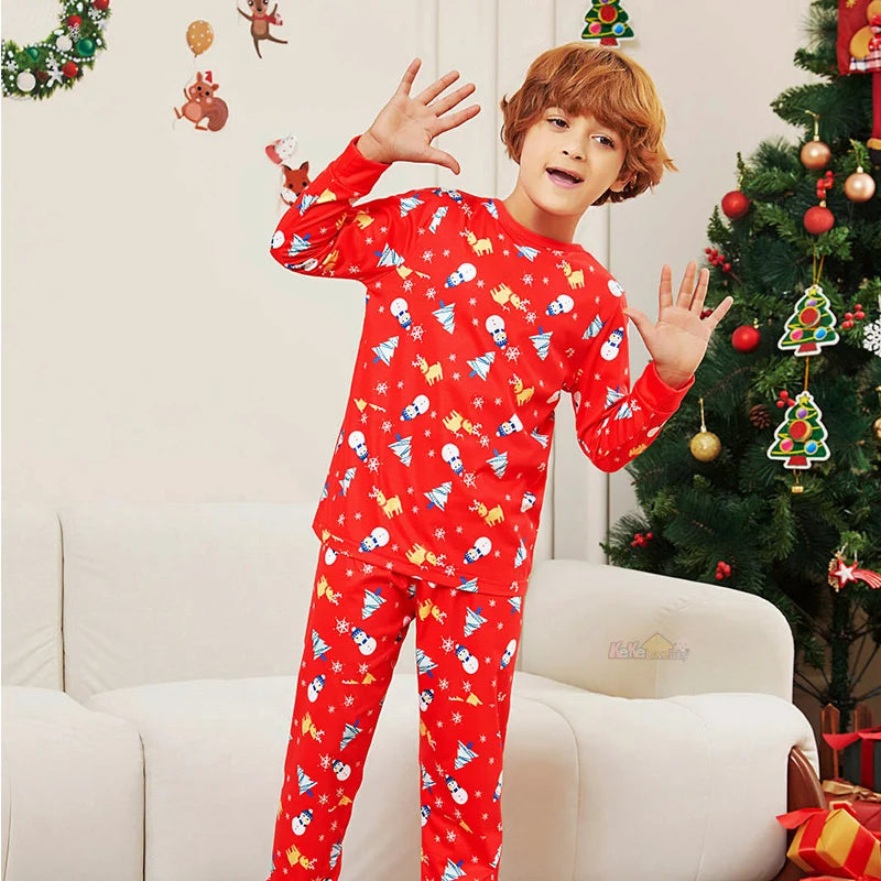 Red Pattern Family Christmas Pyjamas - Home Items Direct