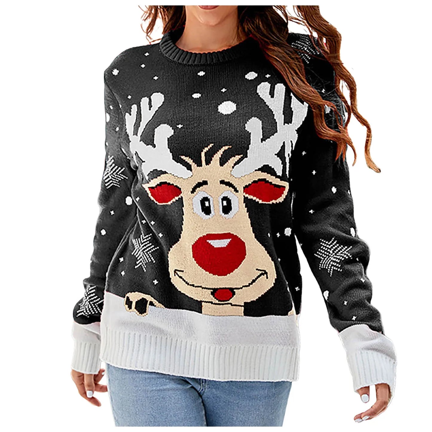 Ladies Reindeer Christmas Jumper - Home Items Direct