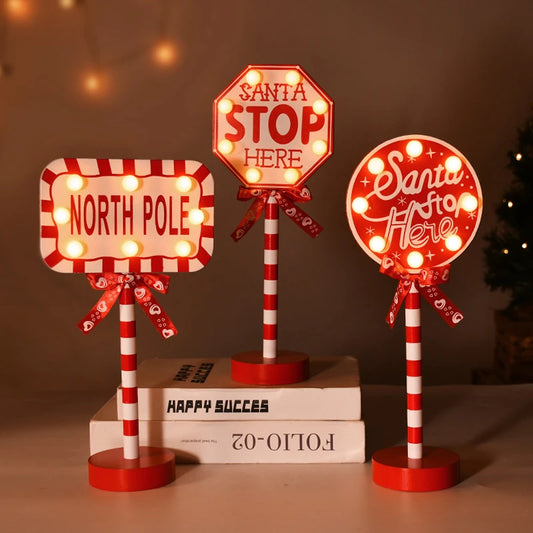 LED Christmas 'Stop Here' Sign - Home Items Direct