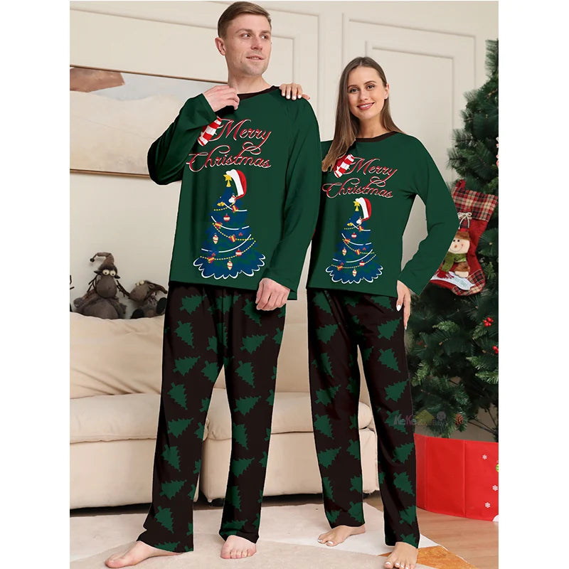 Green Merry Christmas Family Pyjamas - Home Items Direct
