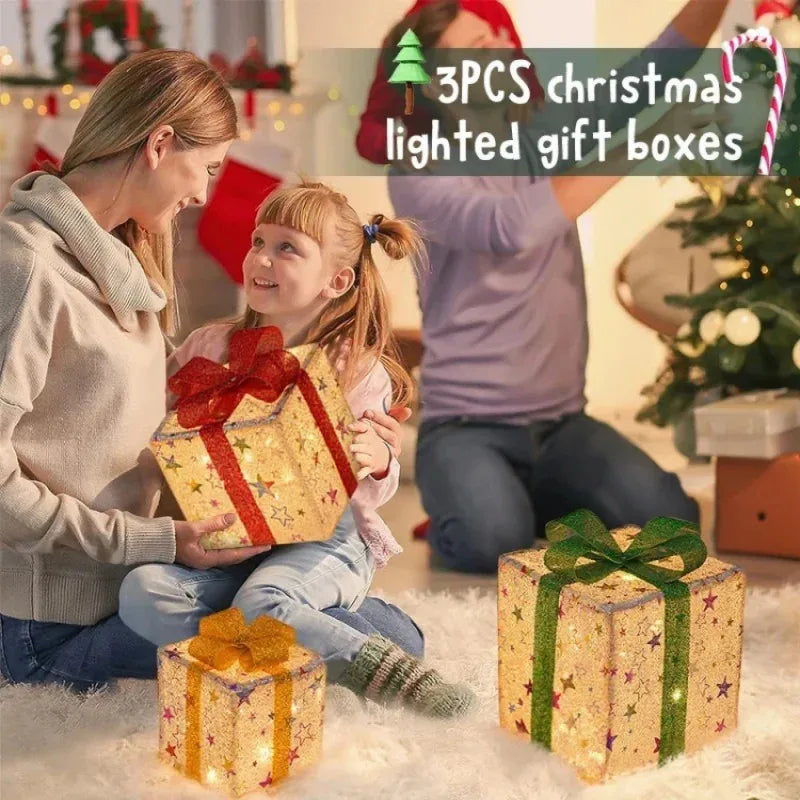 3 LED Christmas Gift Box's - Home Items Direct