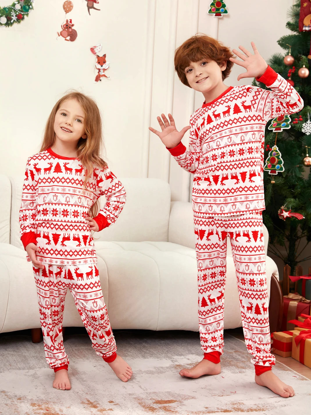 Red / White Family Christmas Pyjamas - Home Items Direct