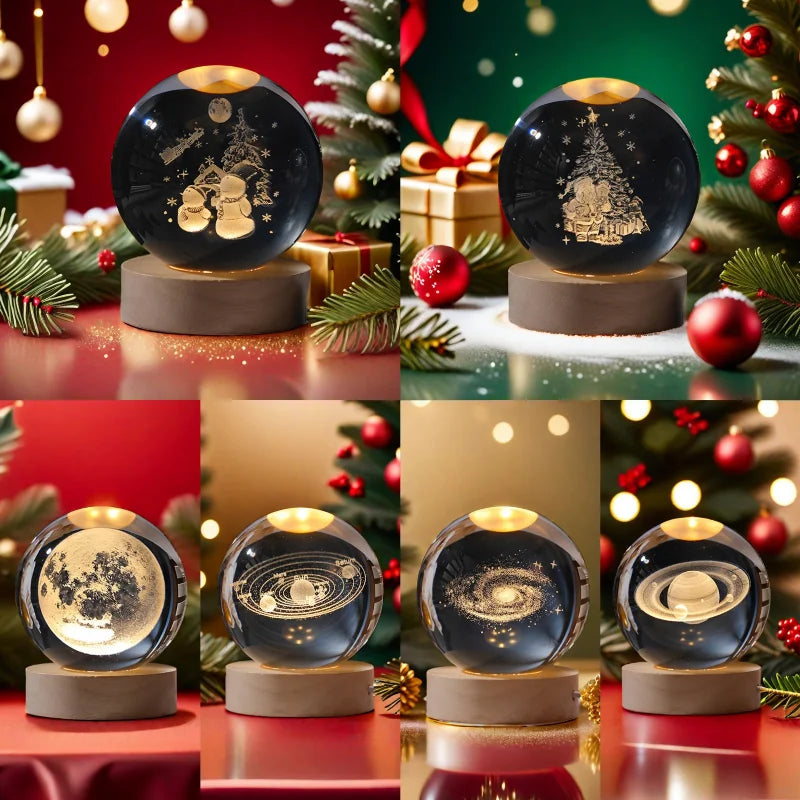 3D Christmas Galaxy Crystal Ball Light - Home Items Direct