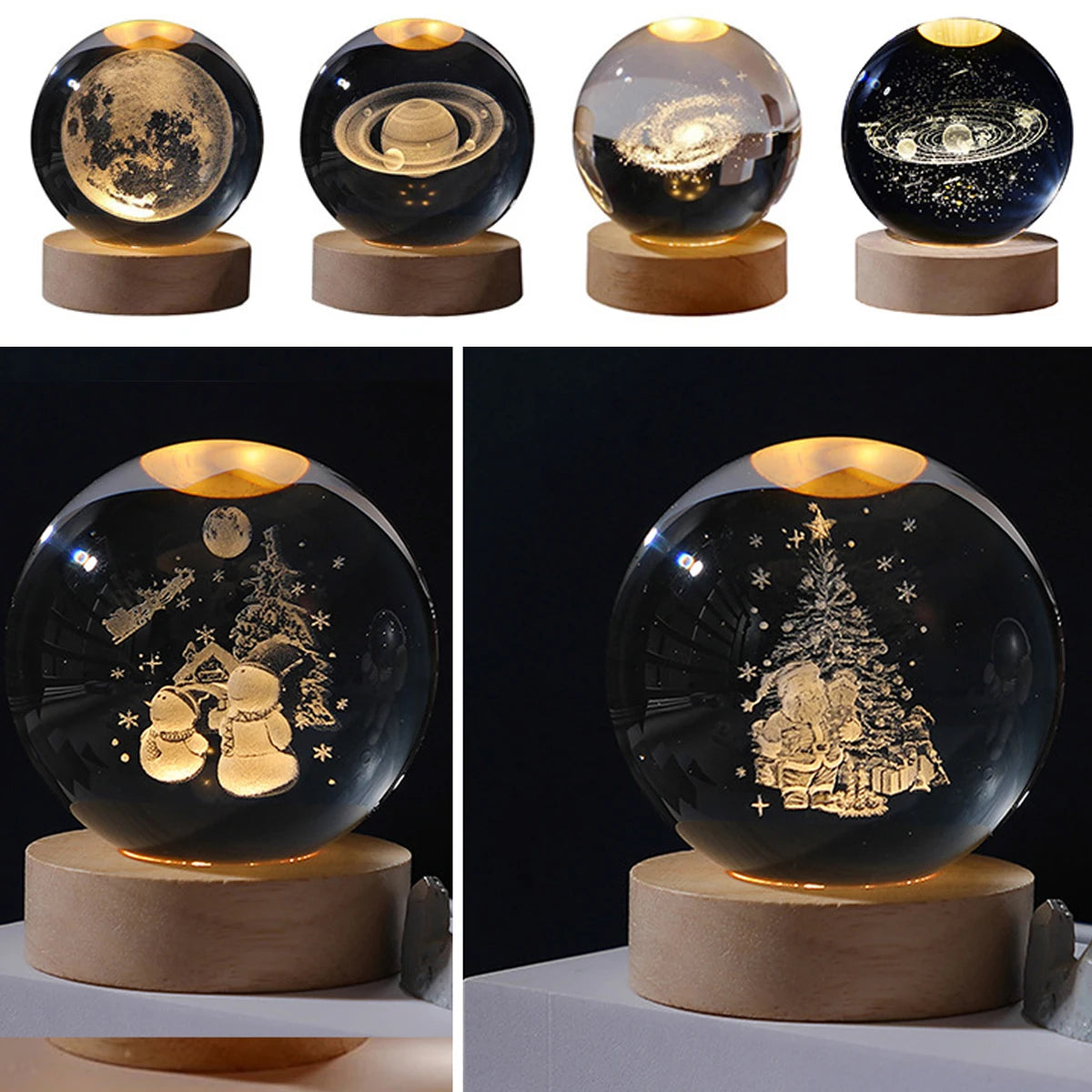 3D Christmas Galaxy Crystal Ball Light - Home Items Direct
