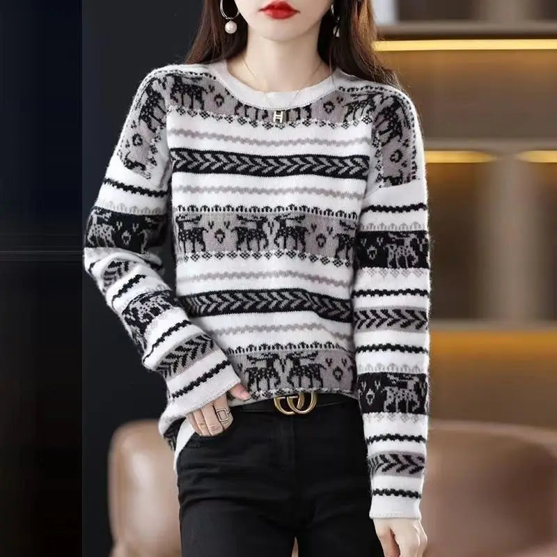Ladies White Winter Jumper - Home Items Direct