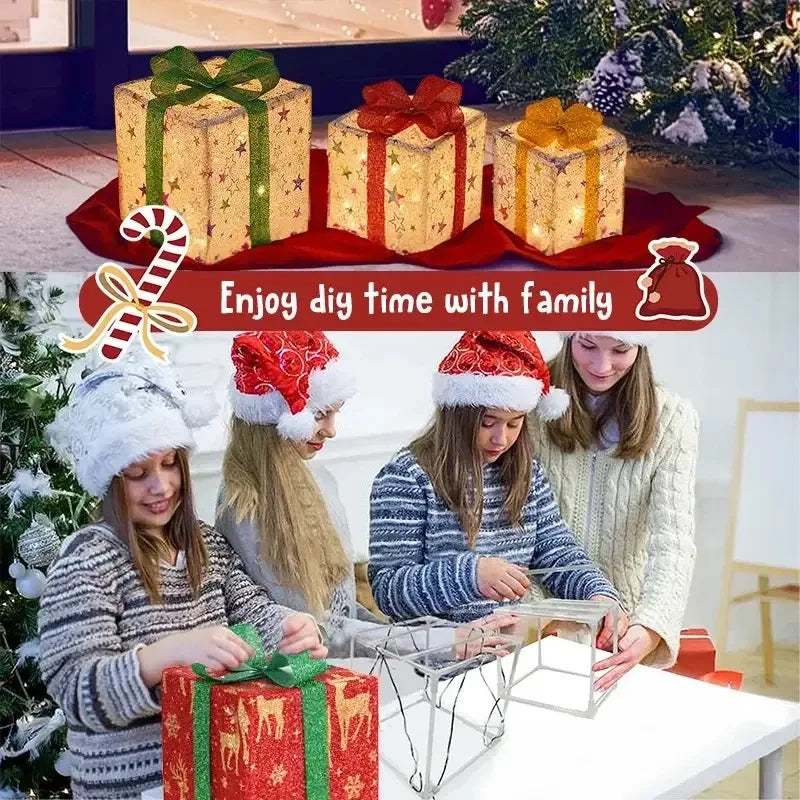 3 LED Christmas Gift Box's - Home Items Direct