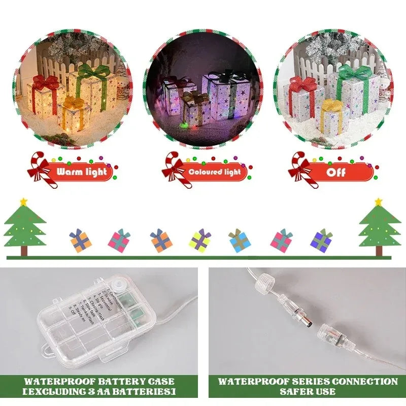 3 LED Christmas Gift Box's - Home Items Direct