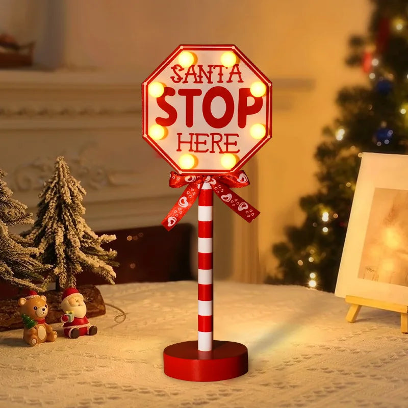 LED Christmas 'Stop Here' Sign - Home Items Direct