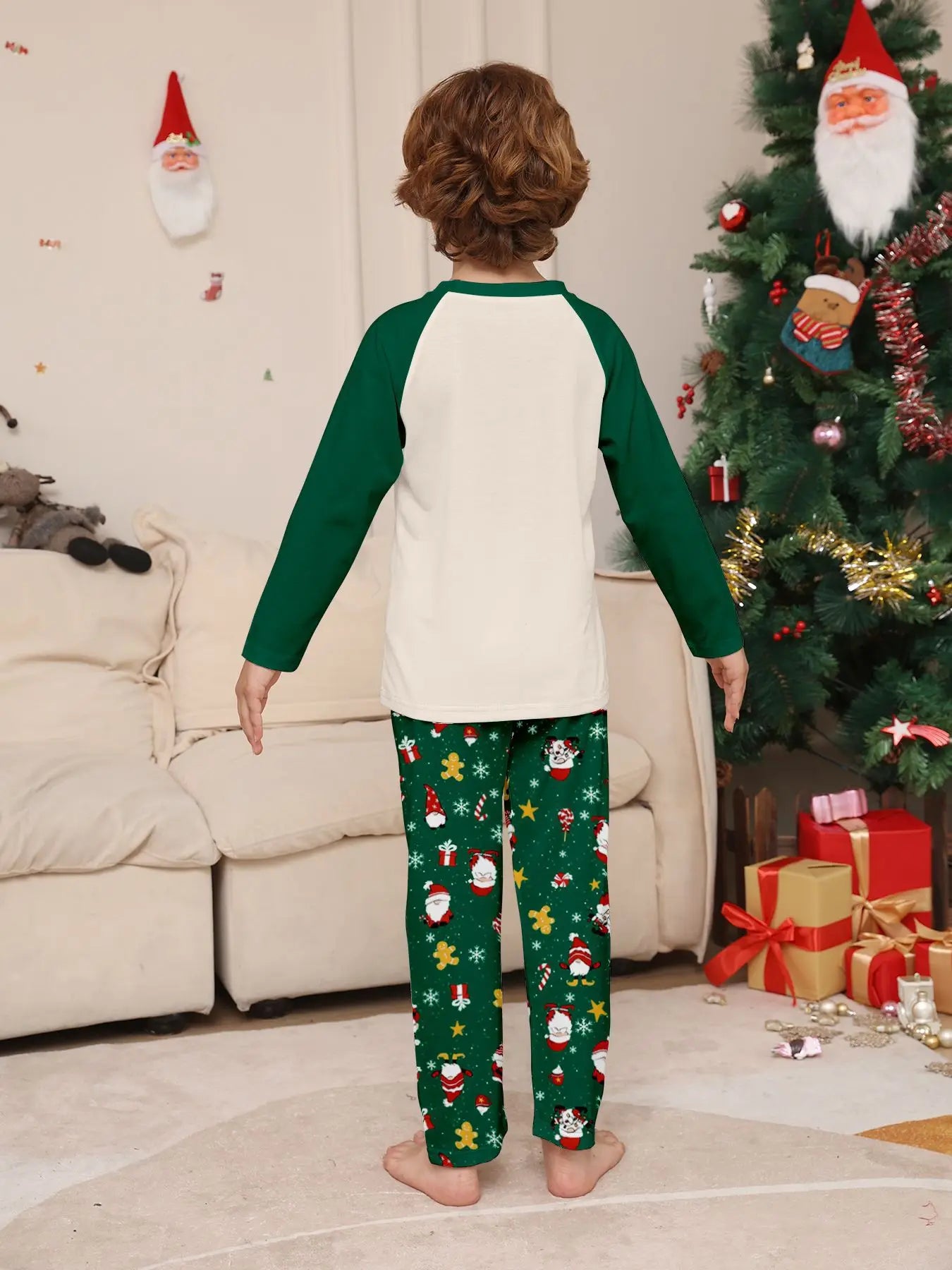 Green / White Family Christmas Pyjamas - Home Items Direct