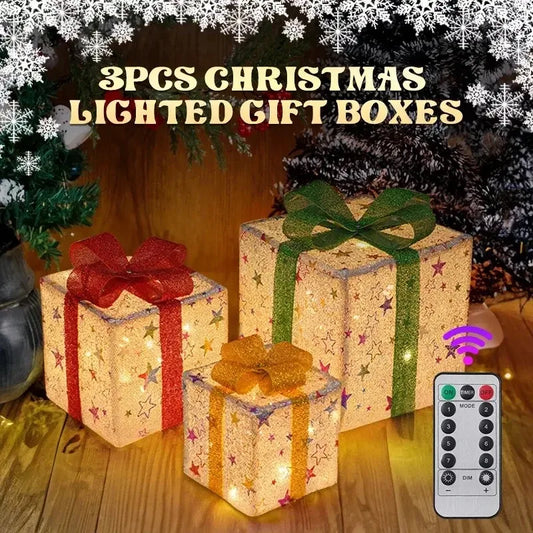 3 LED Christmas Gift Box's - Home Items Direct