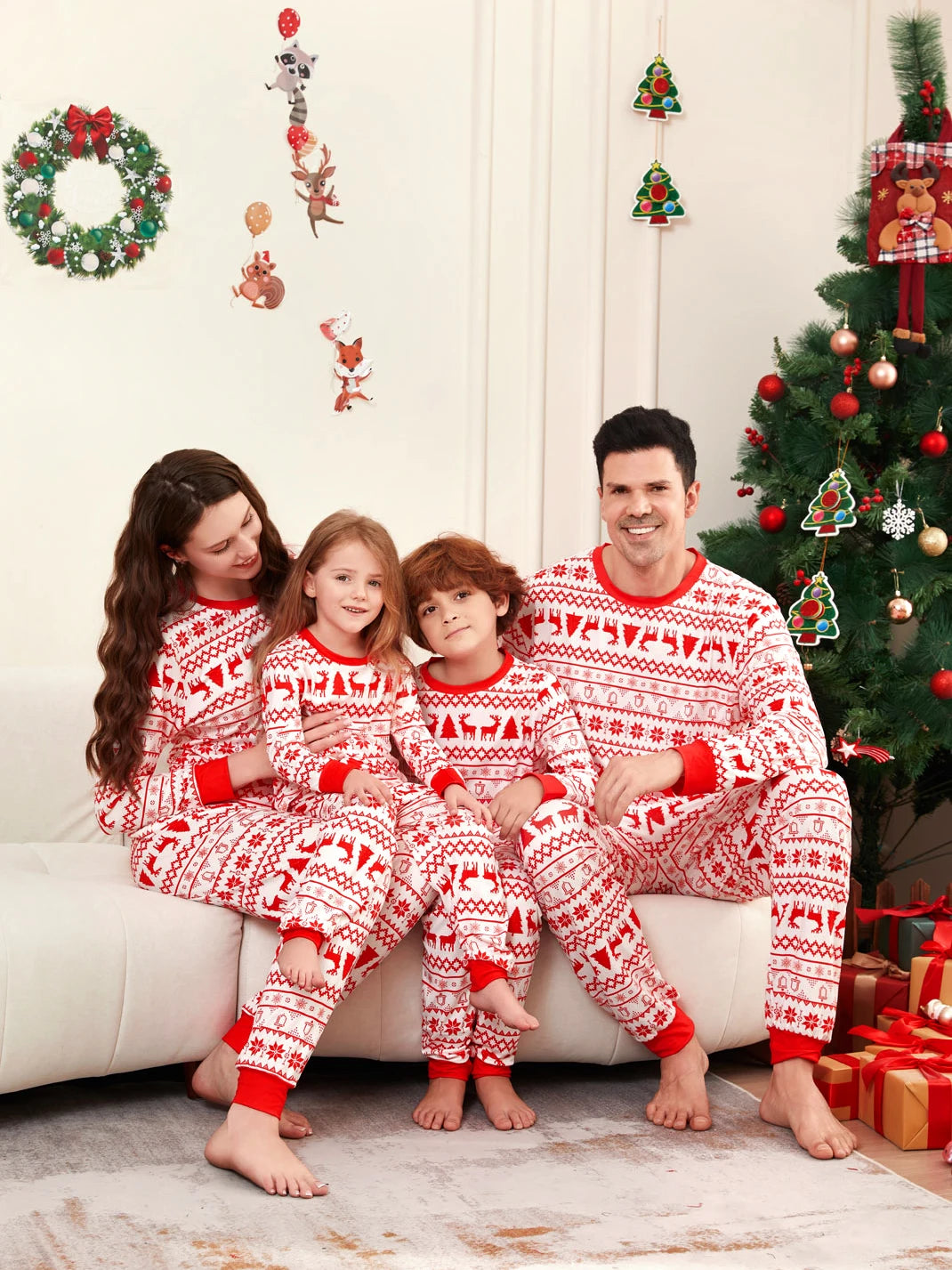 Red / White Family Christmas Pyjamas - Home Items Direct