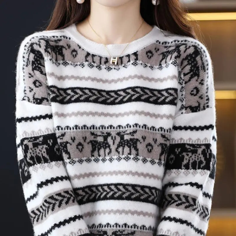 Ladies White Winter Jumper - Home Items Direct