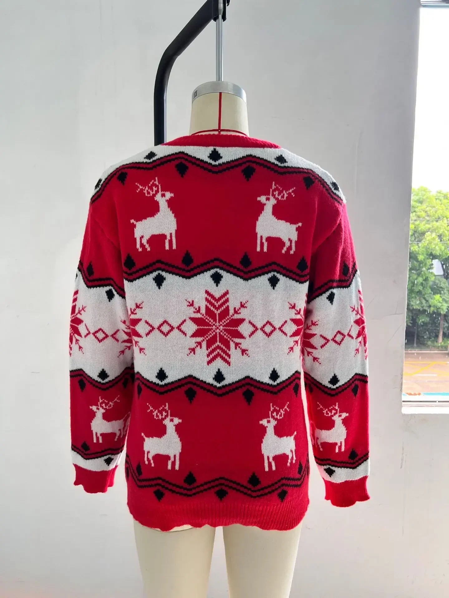 Ladies Red / White Christmas Jumper - Home Items Direct