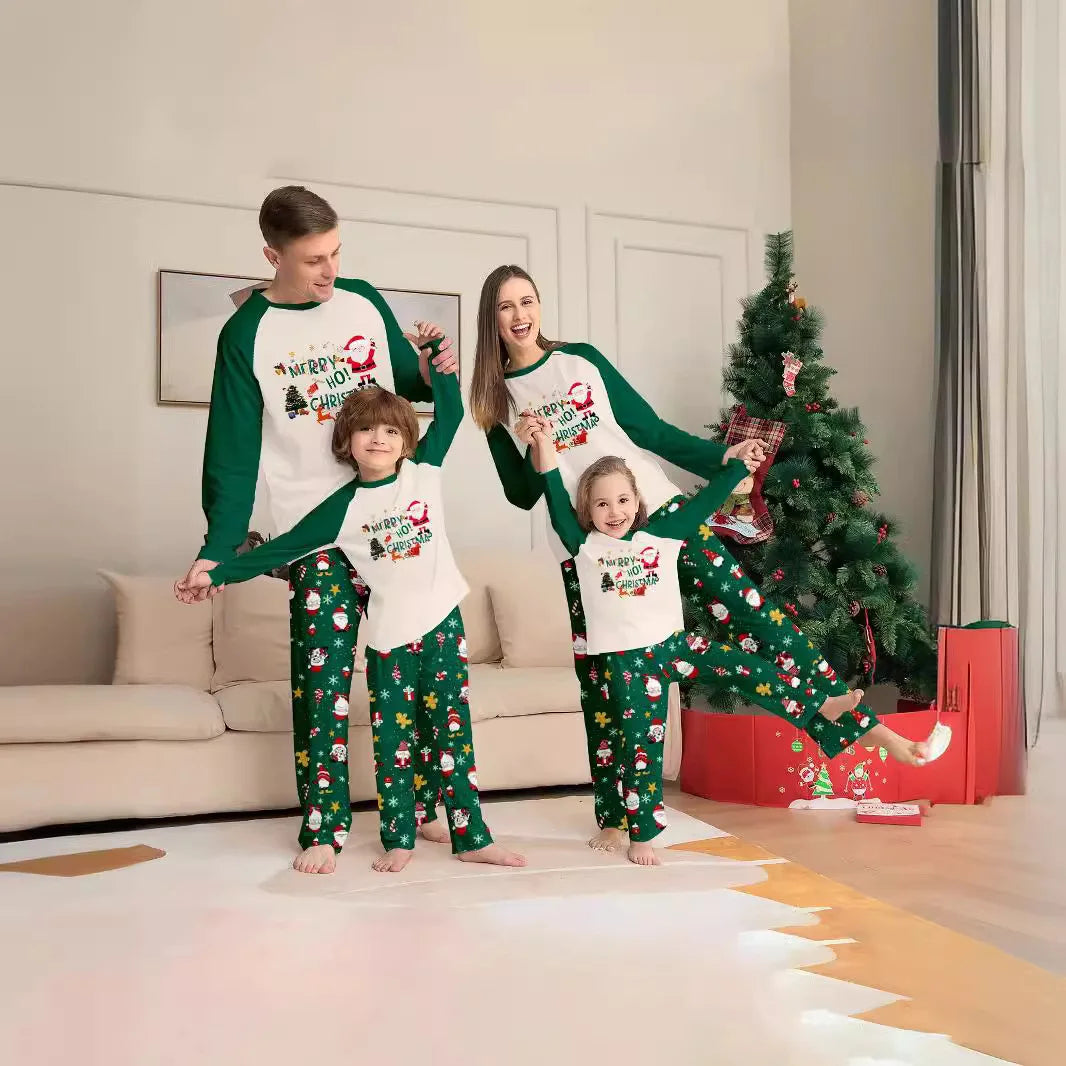 Green / White Family Christmas Pyjamas - Home Items Direct