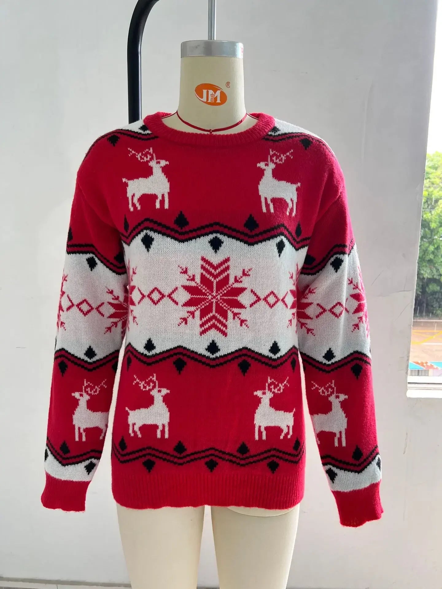 Ladies Red / White Christmas Jumper - Home Items Direct