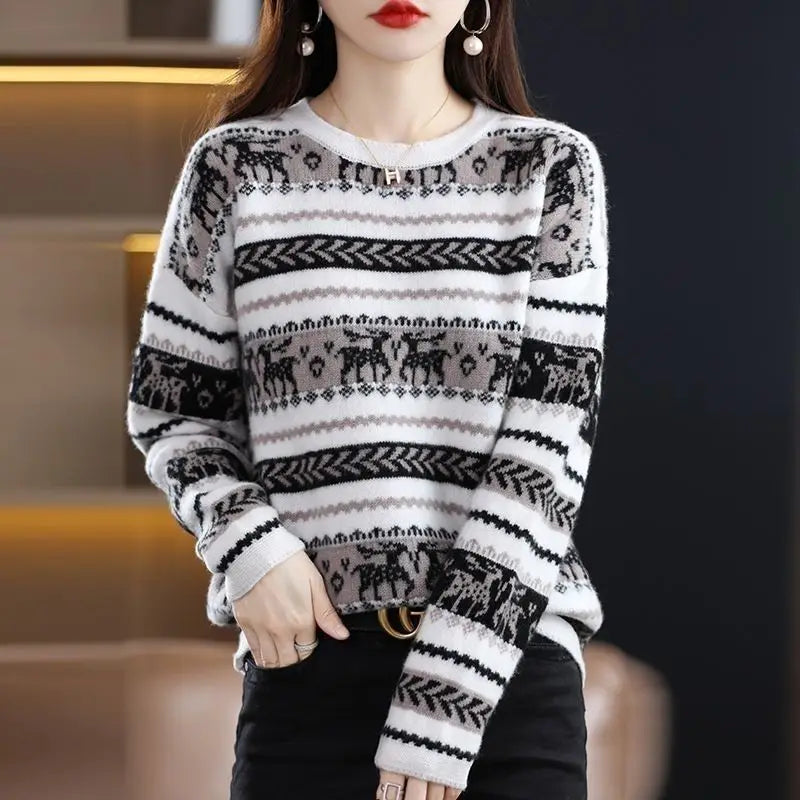 Ladies White Winter Jumper - Home Items Direct
