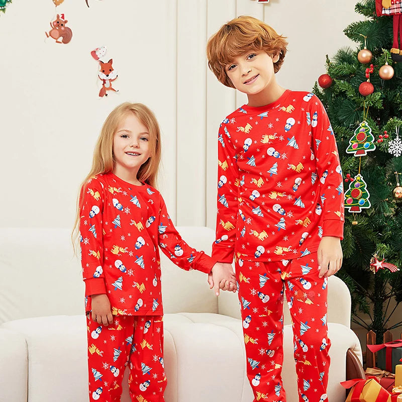 Red Pattern Family Christmas Pyjamas - Home Items Direct