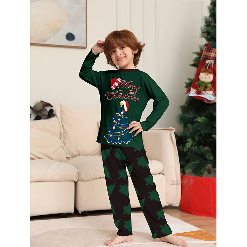 Green Merry Christmas Family Pyjamas - Home Items Direct