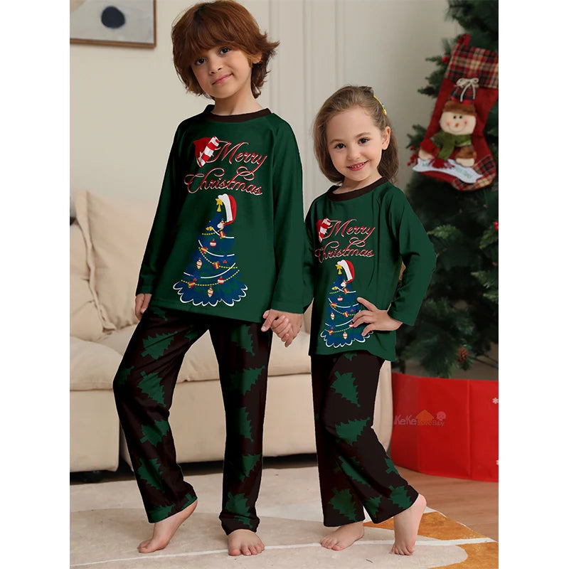 Green Merry Christmas Family Pyjamas - Home Items Direct