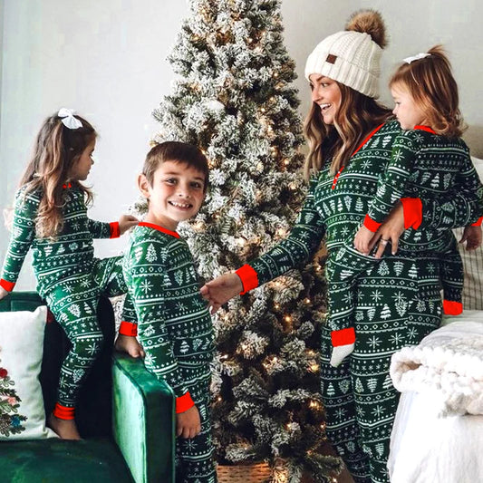 Green / White Matching Family Christmas Pyjamas - Home Items Direct