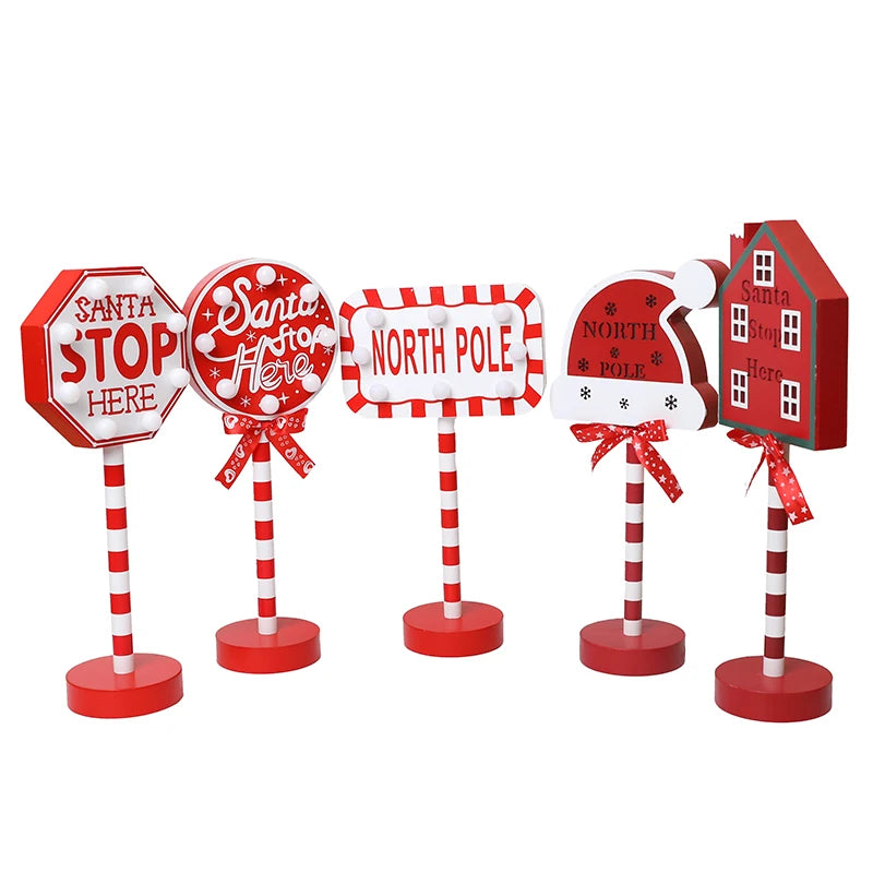 LED Christmas 'Stop Here' Sign - Home Items Direct