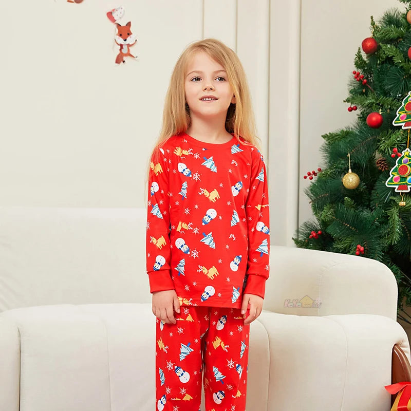 Red Pattern Family Christmas Pyjamas - Home Items Direct