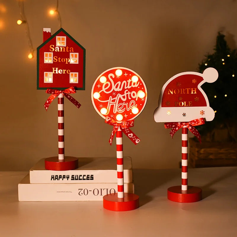 LED Christmas 'Stop Here' Sign - Home Items Direct