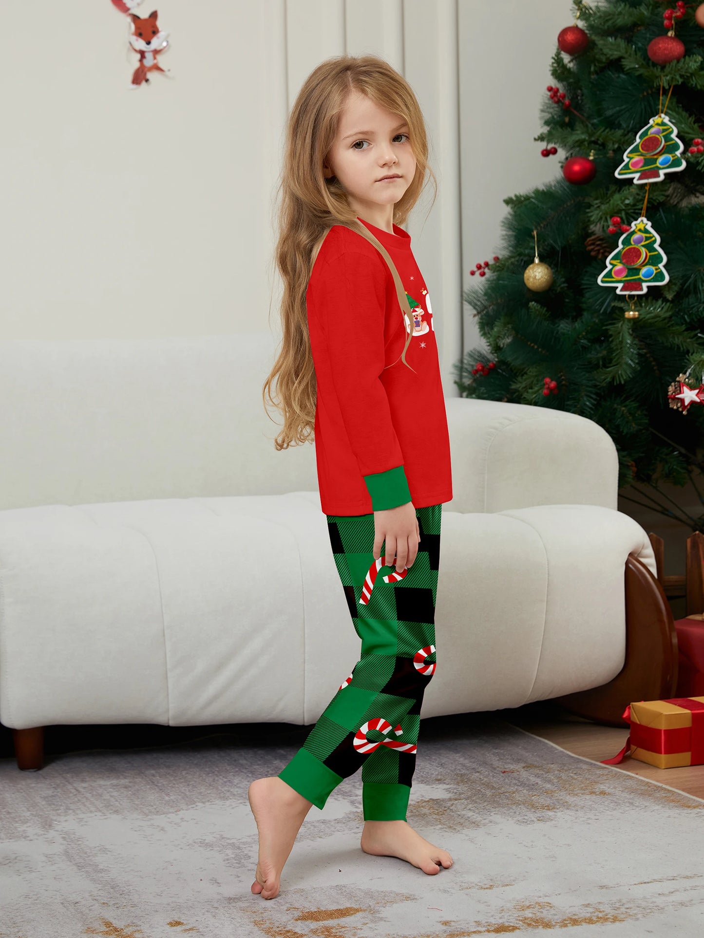 Matching Family Christmas Pyjamas - Green / Red - Home Items Direct