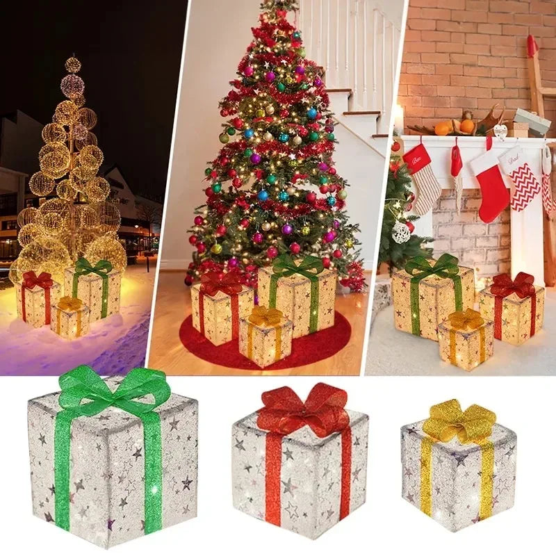 3 LED Christmas Gift Box's - Home Items Direct
